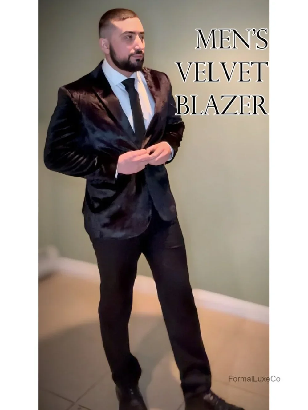 Men's Velvet Blazer Notched Lapel One Button Tuxedo Jacket Wedding Prom Party